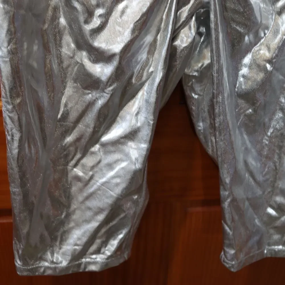 SKIMS Metallic Silver Swim Bottoms Leggings Capri 4X NWT
